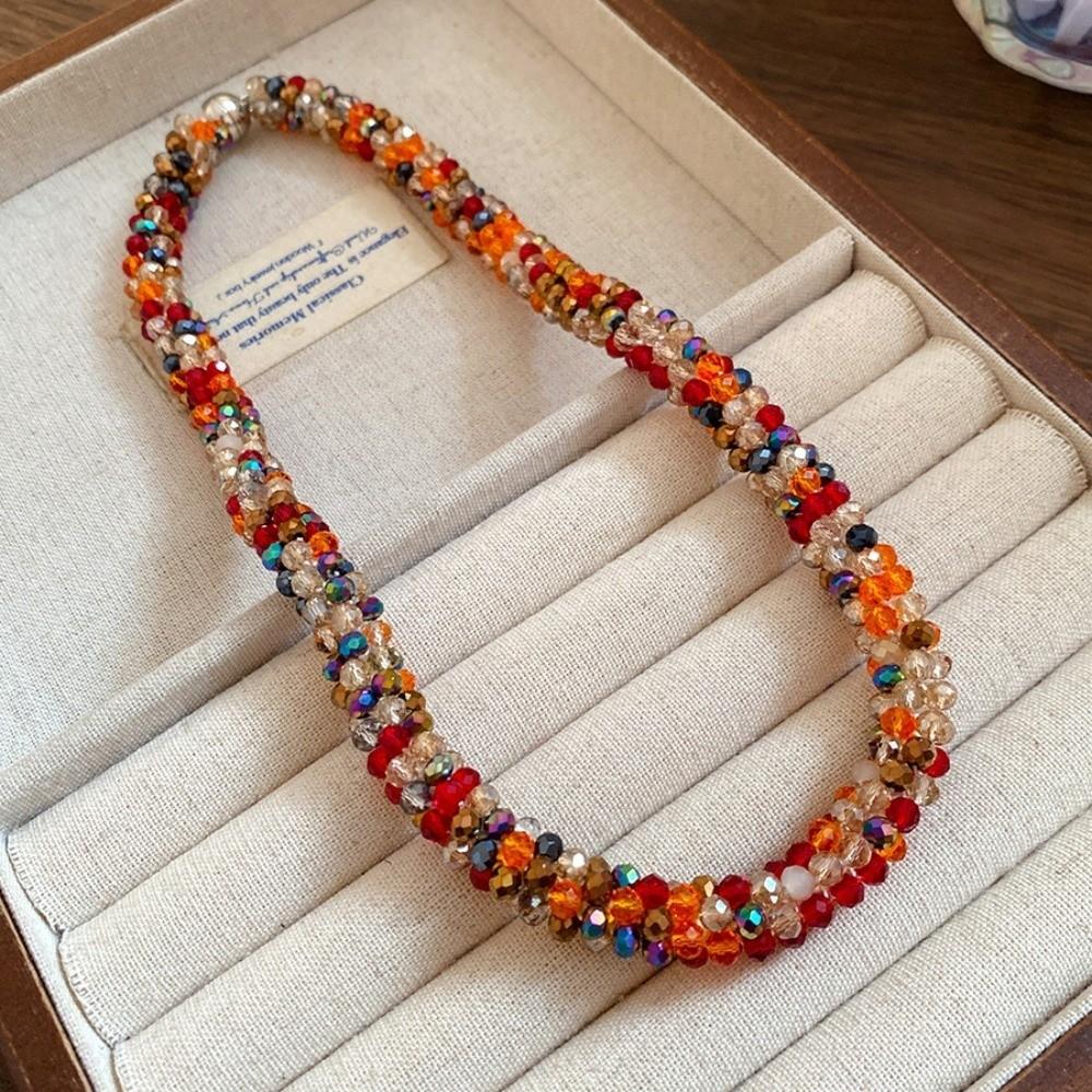 Farbiger Glasperlen Vintage Ethnischer Glas Halskette Hals Schmuck Retro Liebhaber Choker Feiertag