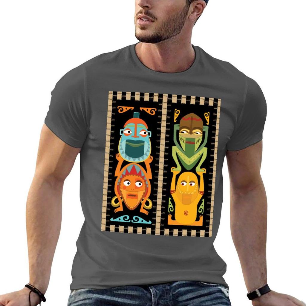 Tropical Hawaiian Polynesian Tiki Totems TShirt Holiday Simple Tee Shirt