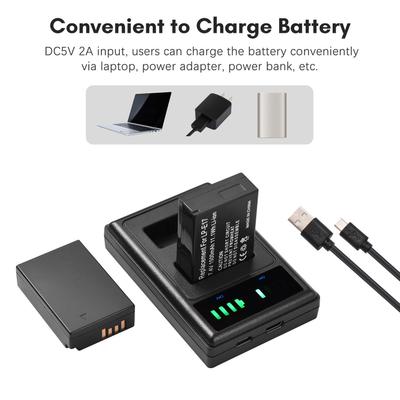 LP-E17 Battery Charger with LED Indicators + 2pcs LP-E17 Batteries 7.4V 1500mAh with USB Charging