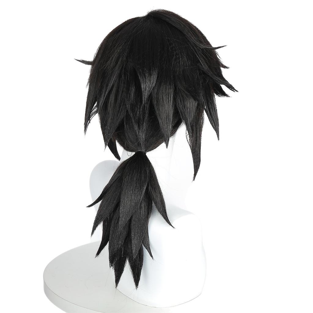 Anime Wig Tomioka Yoshiyuki High-temperature Silk Cosplay Natural Black Thick Fluffy Lightweight