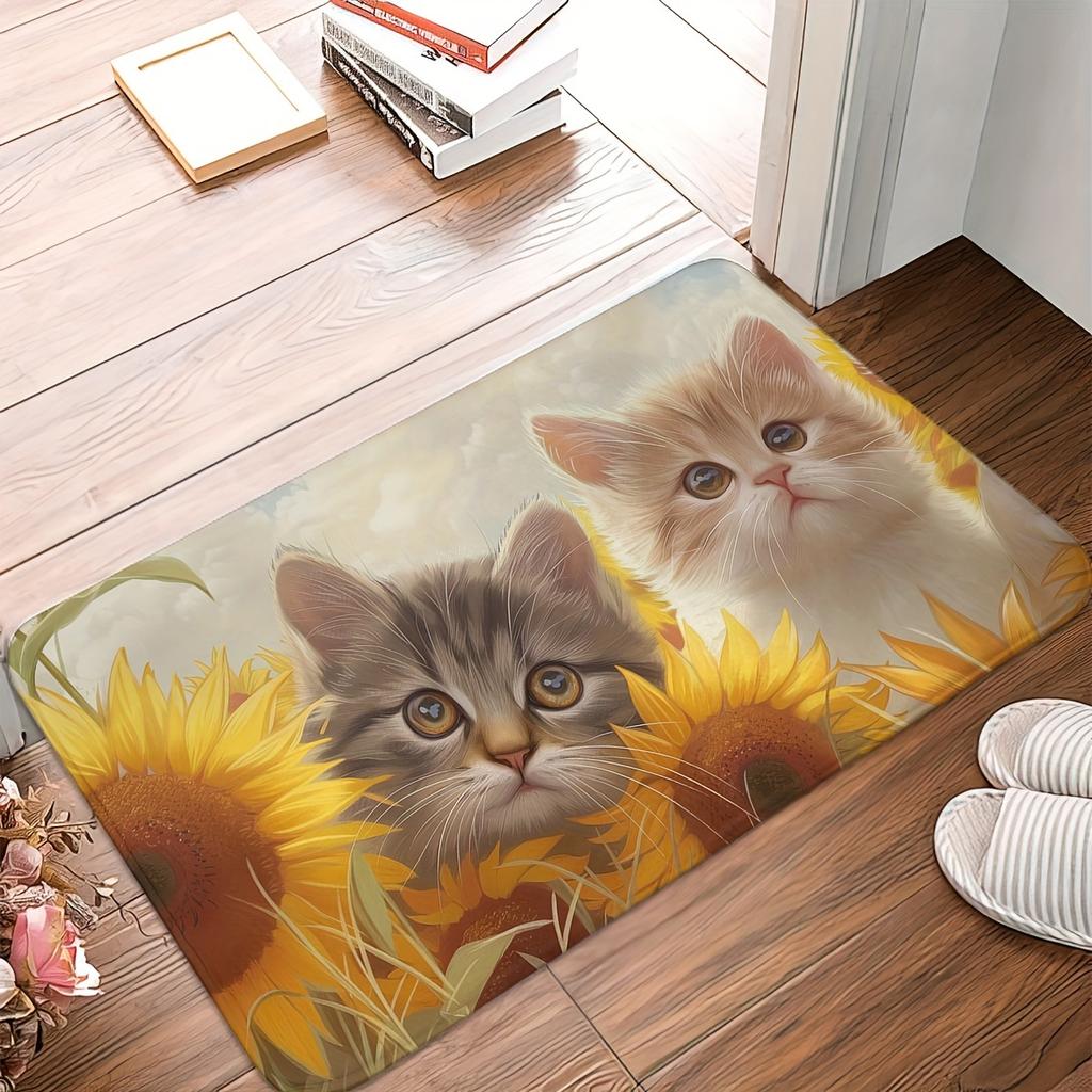 1 Stück Anti-Ermüdungs-Küchenteppiche, Niedliches Tierkatzen-Motiv Wasserdicht Rutschfest Dick Gepolsterte Küchenmatte Strapazierfähige Komfort-Stehmatte für die Küche