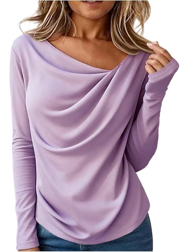 2026 European Solid Color Long Sleeve Women's Autumn Winter Top