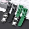 Pulseira de Silicone Compatível com Rolex para Submariner, Yacht-Master, Explorer – Sem Logo, Boca Reta, Preto/Verde/Azul, 20mm