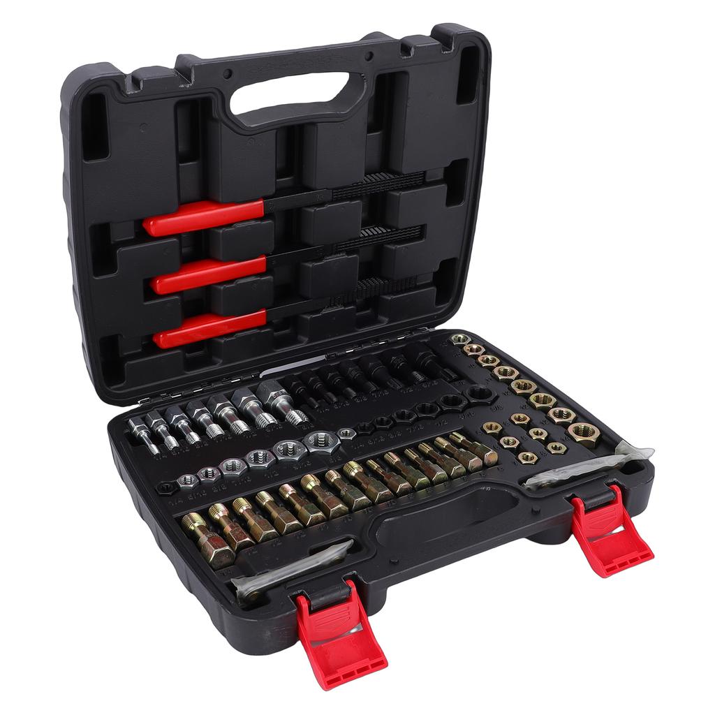 61PCS Thread Repair Kit for Damaged Nuts and Bolts, Portable UNC UNF and Metric Thread Chaser Set for Automotive Repair