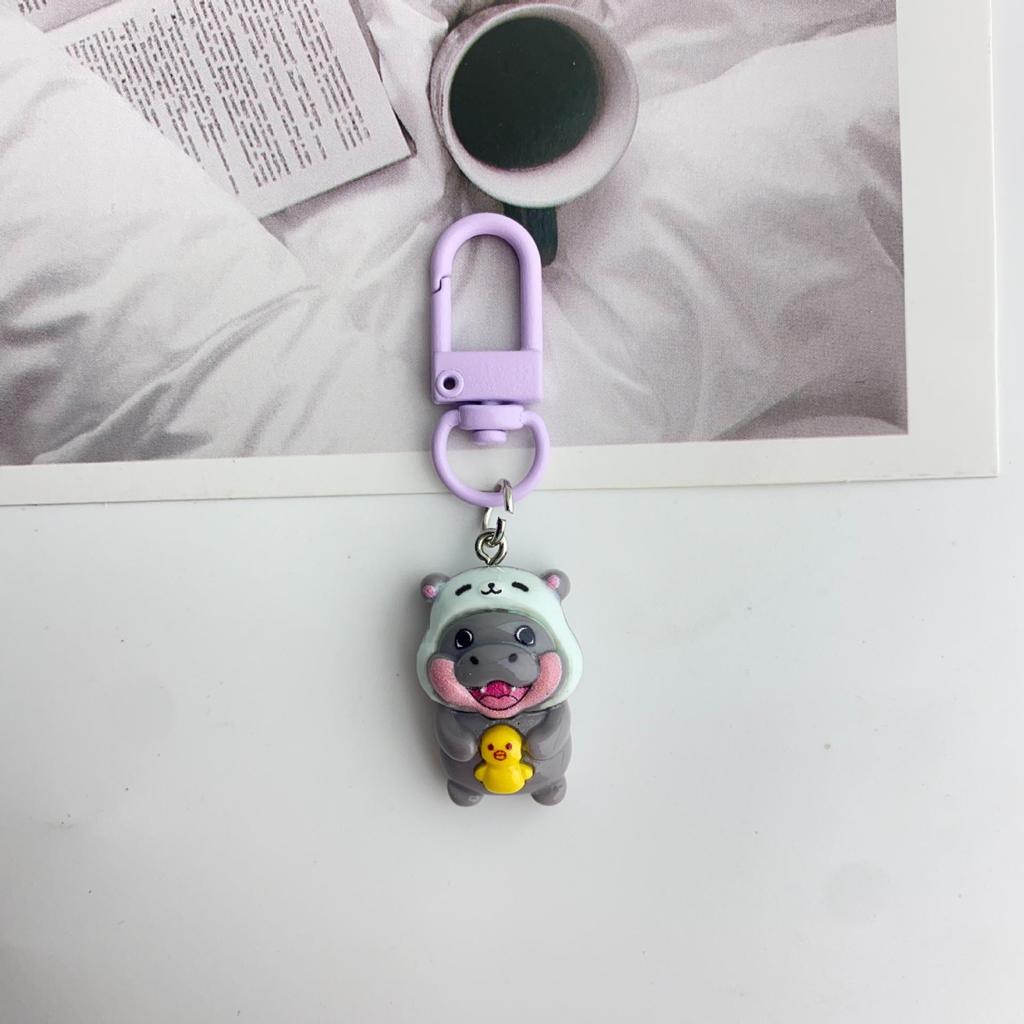 Adorable Cartoon Hippo Keychain: Cute Pendant for Bags & Gifts