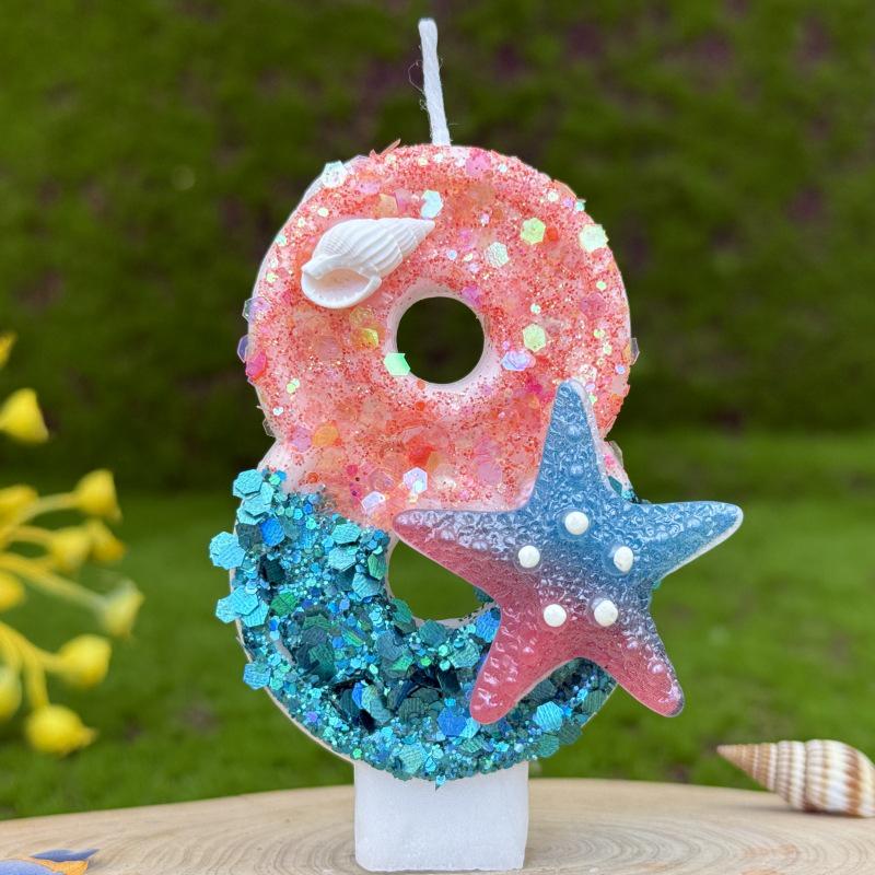 Handmade Ocean Starfish Birthday Cake Candles - Creative Digital Party Decoration for First Birthdays
