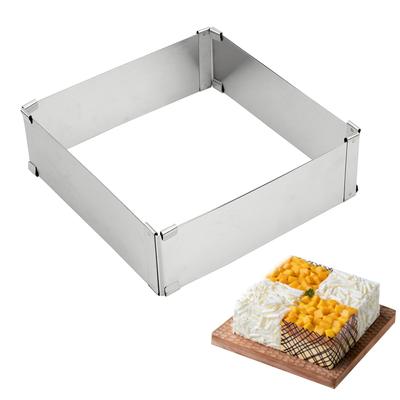 Stampi per Torte Fai da Te Stampo per Decorare Torte Anello Mousse Regolabile Stampo Quadrato per Torta Attrezzi per Torte Strumento per la Cottura dei Dessert Acciaio Inossidabile