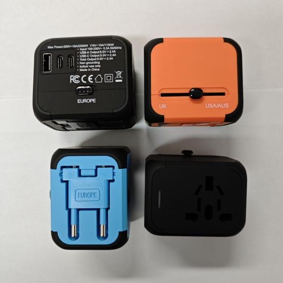 Travel Charger 2500W High Power Socket Portable Power Wide Voltage 110-250V Multi-National Adapter with 2 Type-C