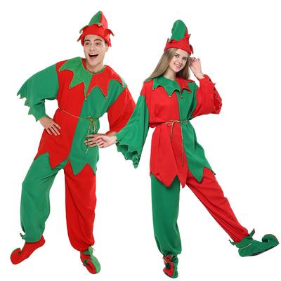 Unisex Adults’ Christmas Costumes Santa Elf Costume Women Elf Outfit Men Dress Up Funny Cosplay Party Whole Set