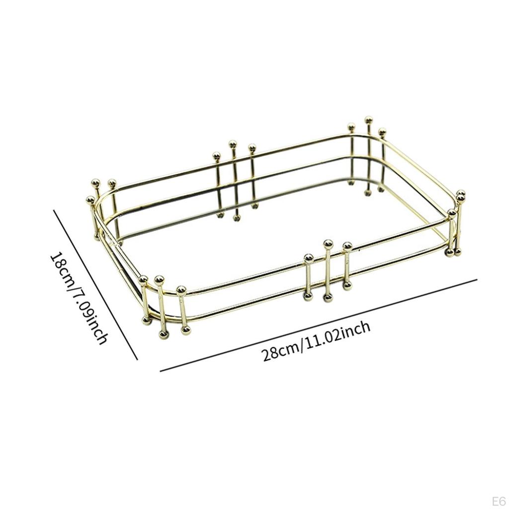Decorative Mirror Tray Gold Vanity Bathroom Tray,Makeup Organizer,Serving for Cafes