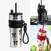 With Lifting Rope Vacuum Cup Bow Cherry Flower Print Insulated Cup  Boys and Girls