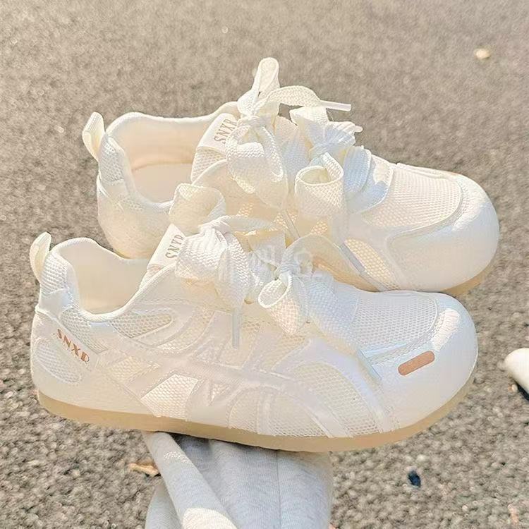 

Women s breathable mesh breathable summer new flat-bottomed cute versatile dynamic style casual sports shoes 40 бежевый