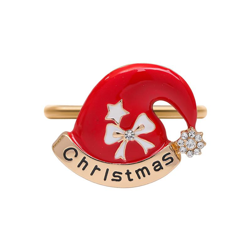 Christmas Napkin Ring Metal Xmas Bell Elk Napkin Holder Flower Wreath Rings Wedding Banquet Hotel Table Decoration Accessories