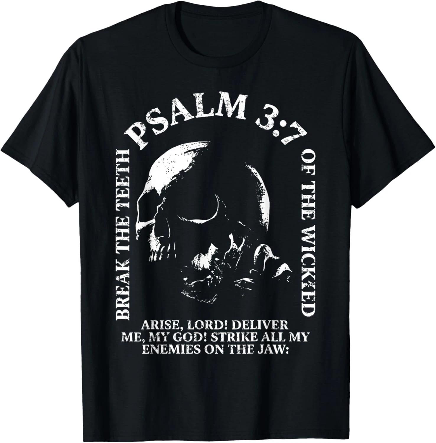 Psalm 3:7 Vintage Skull Christian Religious Bible Verse T-Shirt unisex T-Shirt 3XL