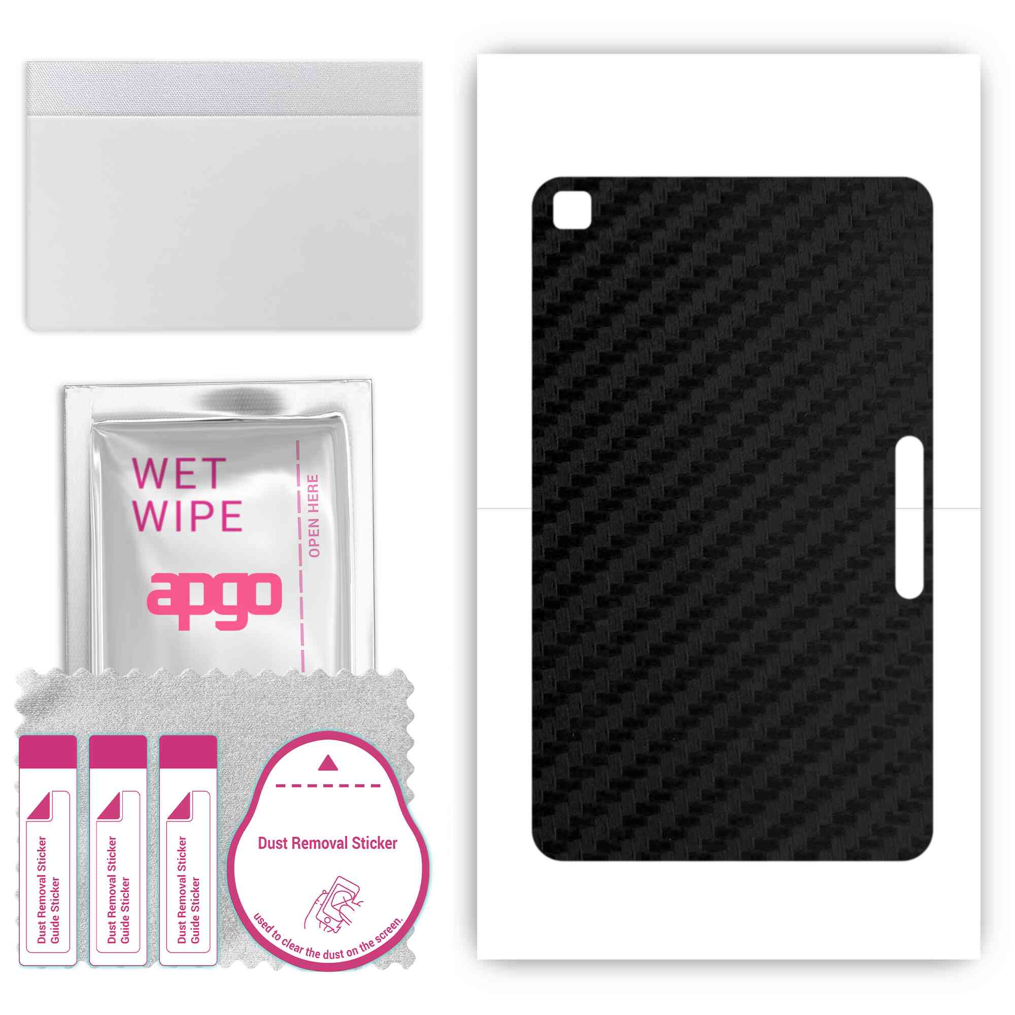 

apgo Protective Skin Sticker for the back compatible with LG G Pad IV 8.0 FHD, Wrap Film, Foil, Vinyl - Pattern Carbon Black