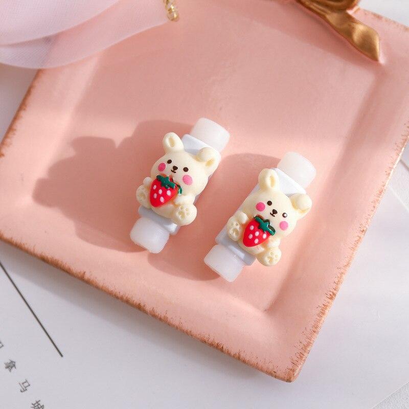 2Pcs Charger Cable Winder Protector White Bear Cartoon Saver Data Line Protective Case Earphone Cord Sleeve Cover Wire Organizer
