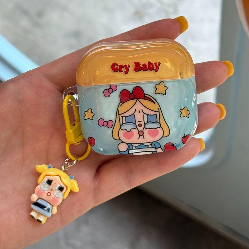 

Headset Protective Cover Airpods4 Wireless Bluetooth Earbuds Case Three Four Airpodpro2 Second Generation IPod Earphone Box Airpods3 Protective Case Apple AirPods 2 Crying Alice + pendant