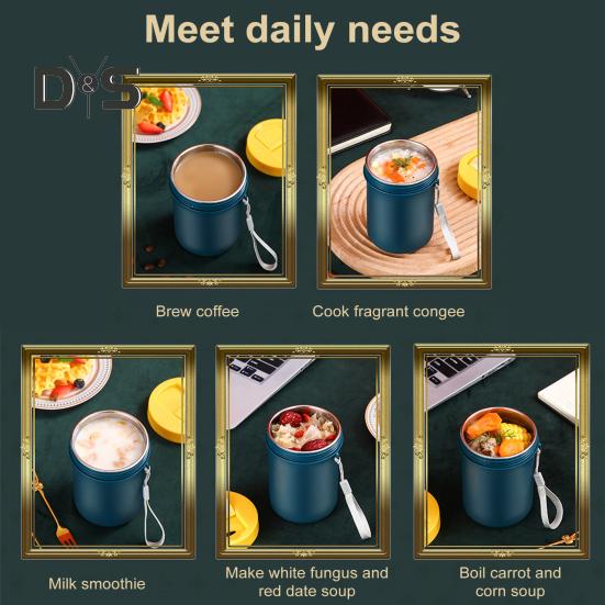 500ml izolovaný polévkový kelímek s přezkovým víkem Vakuová nádoba na potraviny Nepropustná nerezová nádoba na oběd s širokým hrdlem na horké jídlo