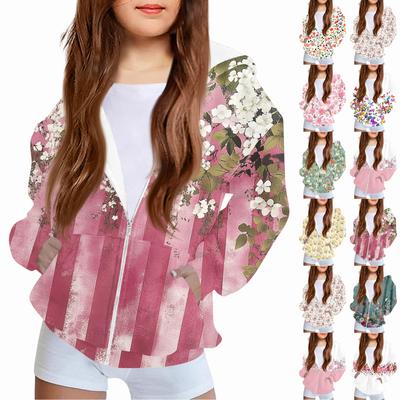 Kinder Mode Bedrucktes Langarm Kapuzensweatshirt Mädchen Hoodie Jacke