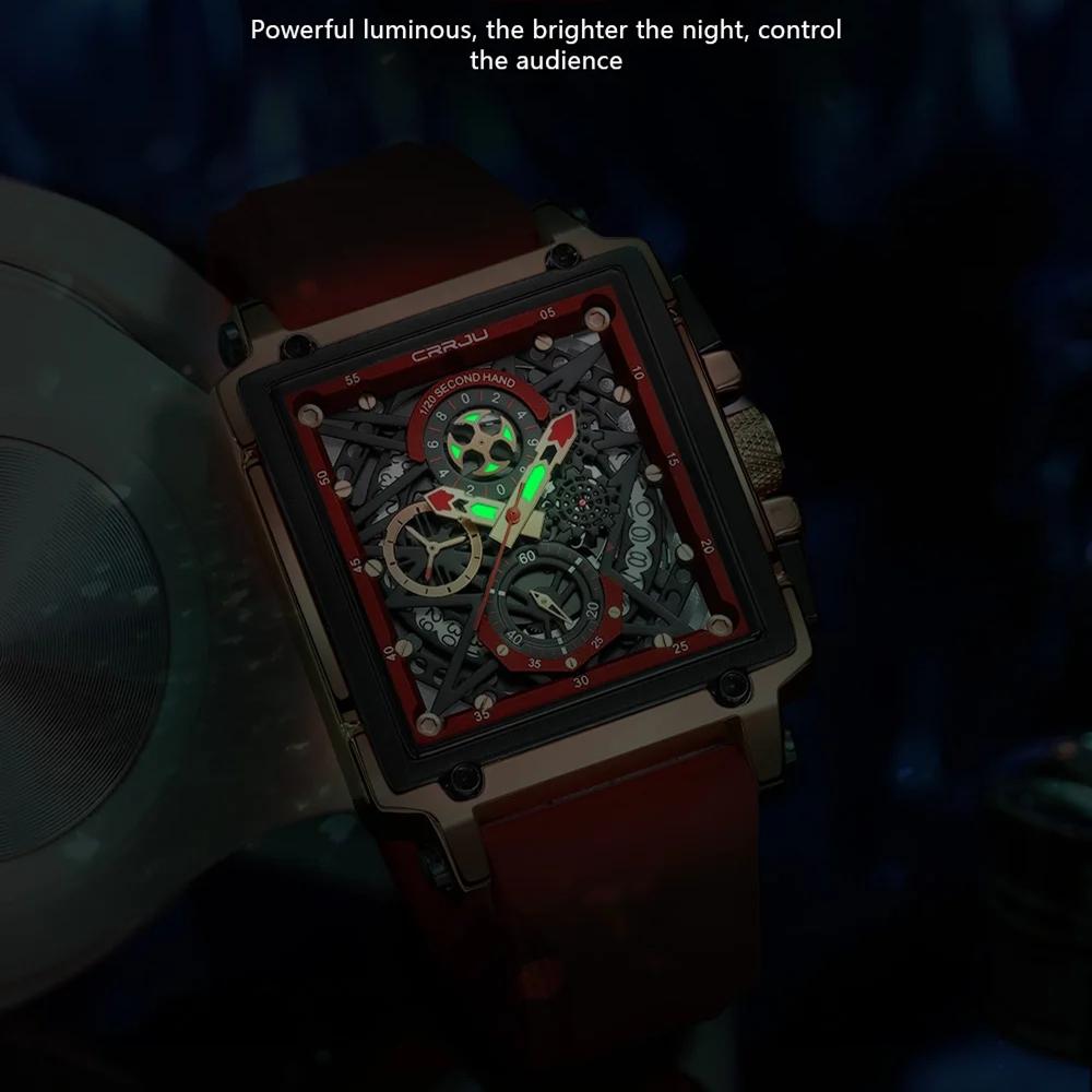 Men's Sports Chronograph Wrist Watch For Men Army Silicone Strap Square Quartz Stop Watch
