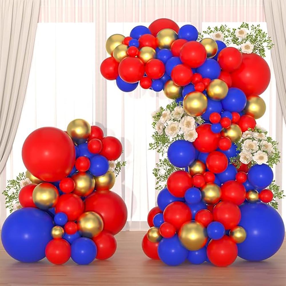 Red Blue Theme Balloons Garland Red Royal Blue Gold Balloon Arch Kit Graduation Wedding Anniversary Retirement Party Decoration