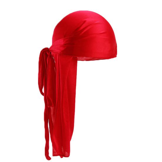 Bandana Turbante Unisex in Seta Imitazione con Lunga Coda, Traspirante, Cappello da Biker Pirata