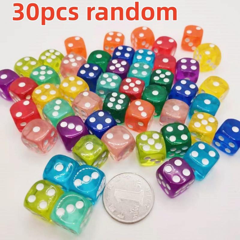 10-30pcs Transparent Acrylic 6-Sided 14mm Dice Club/Party/Family Board Game Drinking Dice Six Sided Sieve Interactive Toy