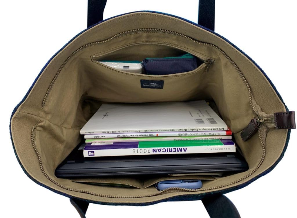 [Natur und Entwicklung] Harris Tweed und Paraffin-Canvas-Tragetasche mit Lederaccessoire und Reißverschluss oben (WG2422-RDC)