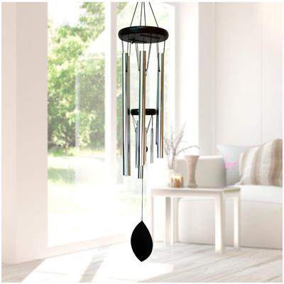 [A2341] - Wooden Chime 'Zen Attitude' Black Silver - 90x14 Cm