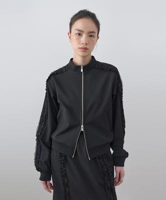 Ma Journee Frill Jersey Zip-Up_Black