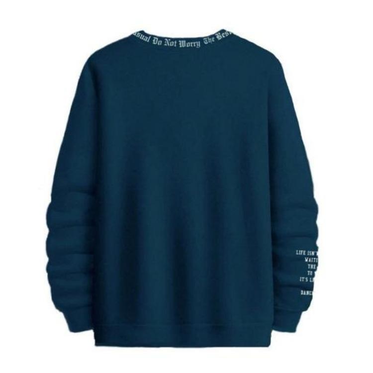 Men Casual Thick Warm Sweatshirt Fall Winter Letter Print Round Neck Long Sleeve Loose Soft Top
