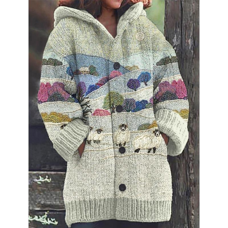 S-5XL for 2025 New 3D Printed Autumn and Winter Jacket Thickened Hooded Cardigan Sweater