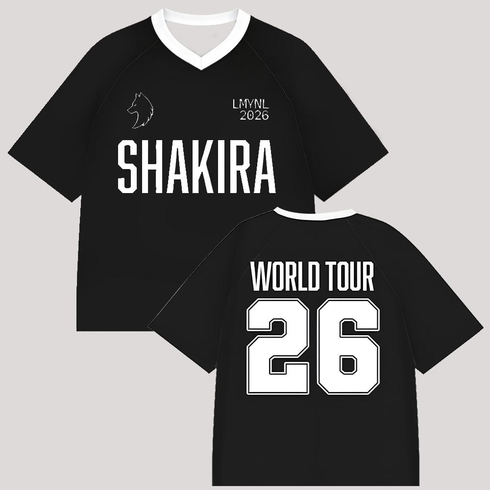 LMYNL World Tour Jersey Shakira Fan Gift T Shirt Summer Comfortable Casual Breathable Tees Unisex V-neck Short Sleeve Streetwear