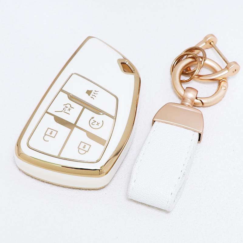 For GMC Yukon Gold Edge TPU Shell for Buick ENVISION S Plus Avenir for Chevrolet Tahoe Suburban Car Key Case Fob Cover