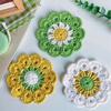 Handmade Crochet Flower Coaster Heat-Resistant Cup Mat for Mugs Glasses Soft Non-Slip Absorbent Table Protector Mat Cute Kitchen Desk