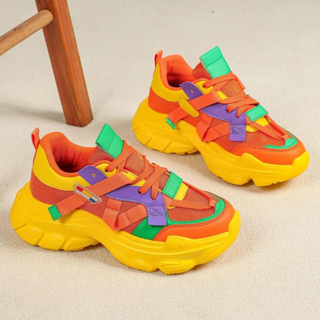 Fashion Platform Sneakers Women Trendy Chunky Shoes Breathable Thick Sole Walking Shoes Running Sports Shoes Anti-slip