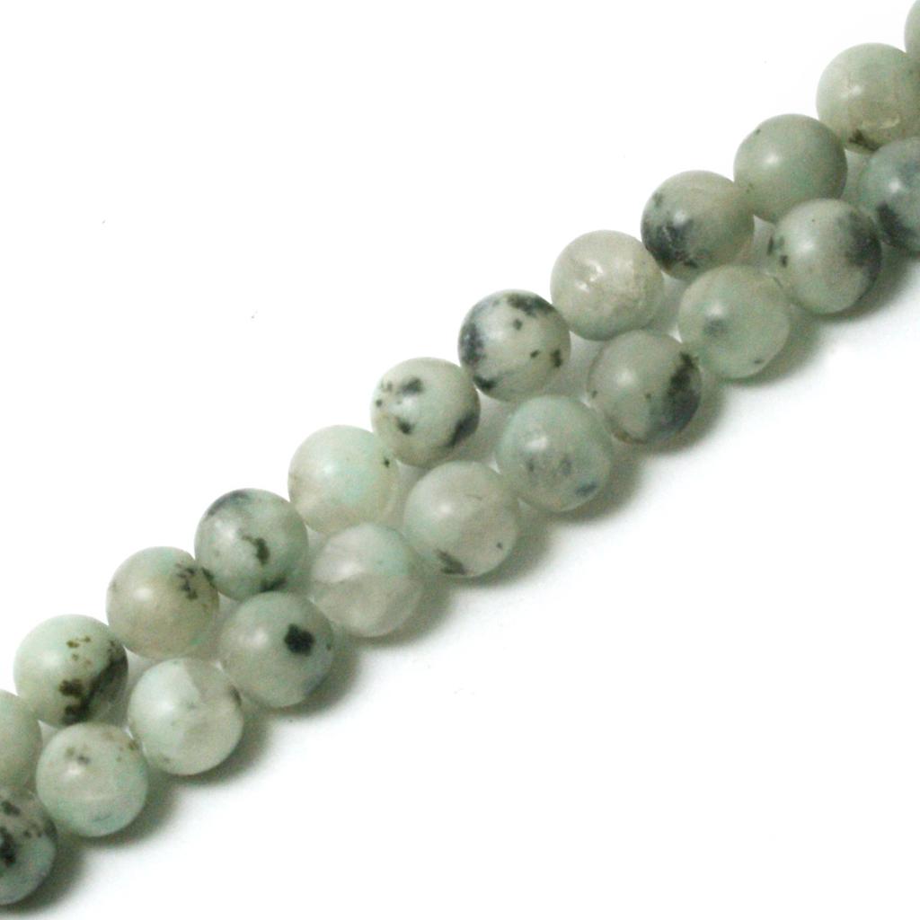 Natural Stone Smooth Tian Shan Round Loose Beads For Jewelry Making Green Black Dot Semiprecious DIY 4-10mm Bracelet Accessories