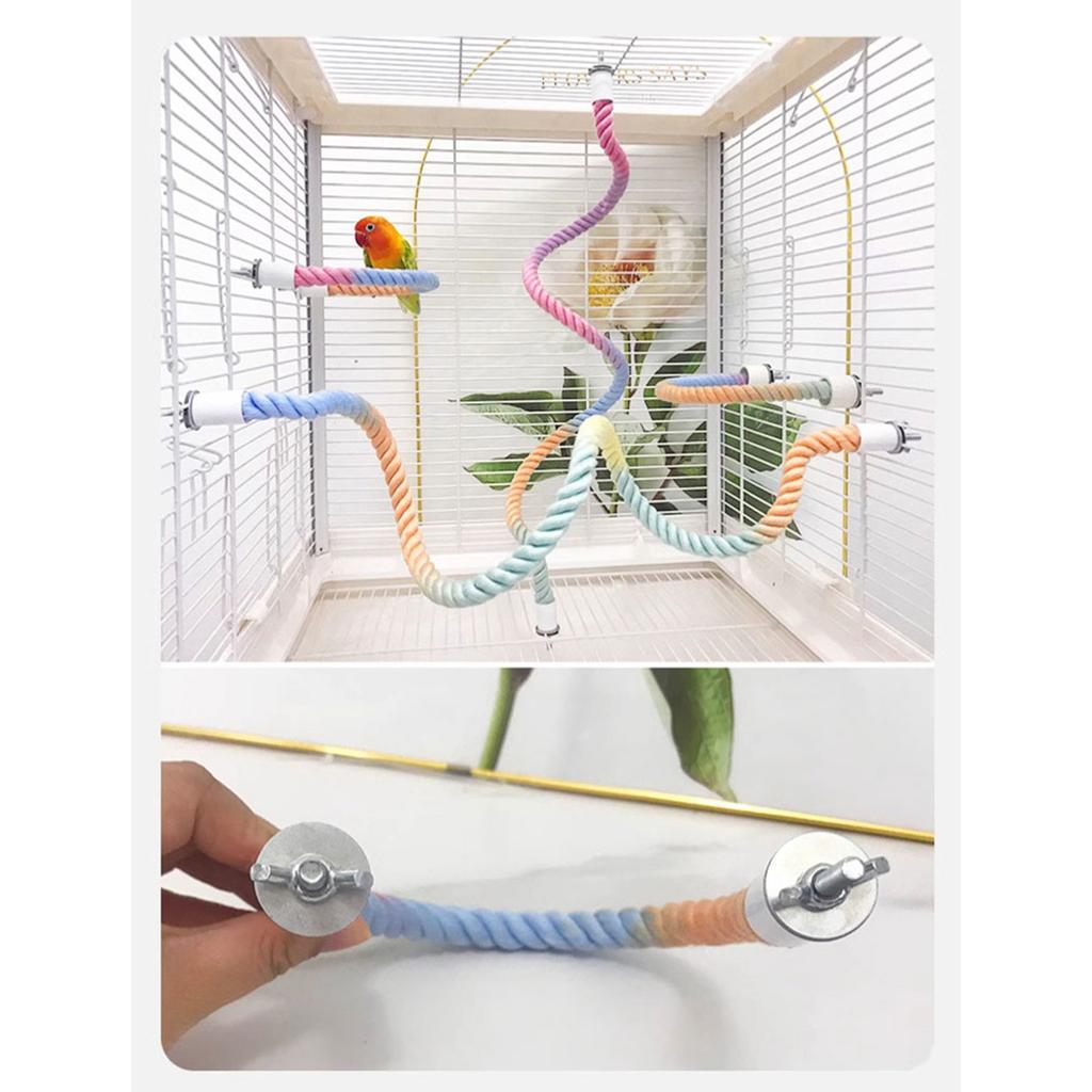 Multifunctional Gradients Bird Rope Perch Stand Colorful Climbing Rope Toy for Bird Cage Small Pet and Bird Swing Ladder
