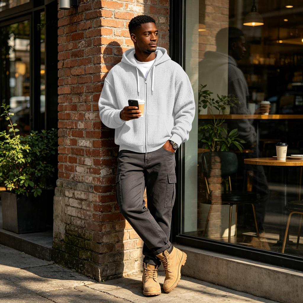 Men's Long Sleeve Hoodie Loose Fit Casual Streetwear Sweatshirt