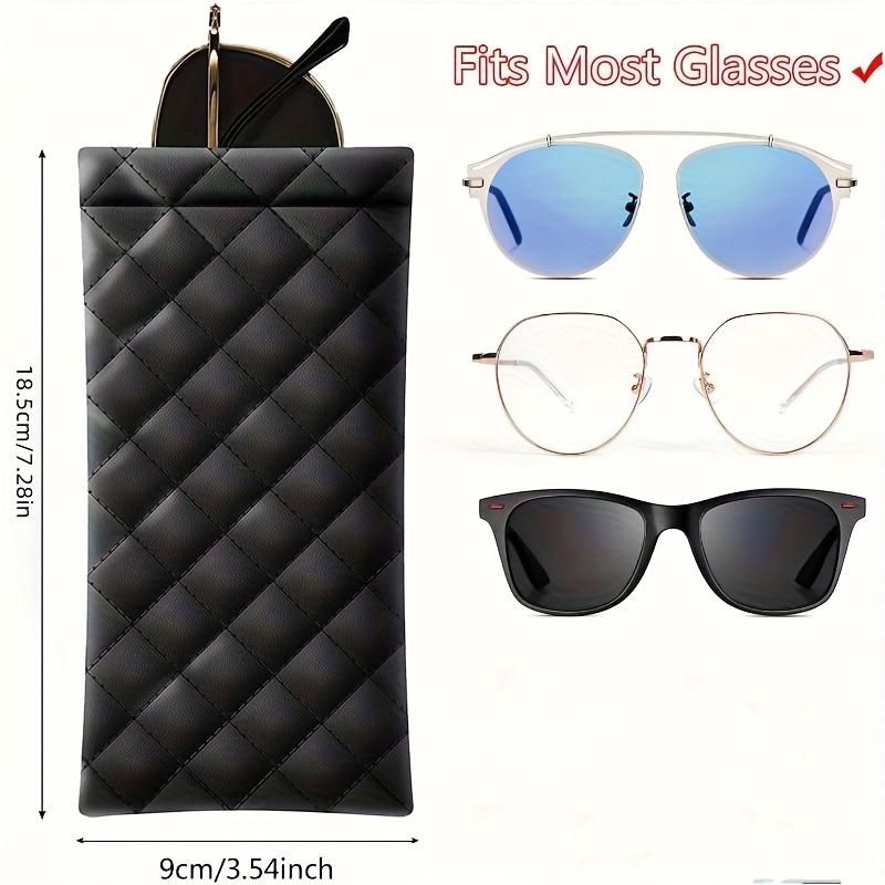 Super Soft Premium Faux Leather Glasses Case | Compact Quilted Design, Secure Closure, Stylish Carry-On | (3 Colors Available) White/Black/Pink