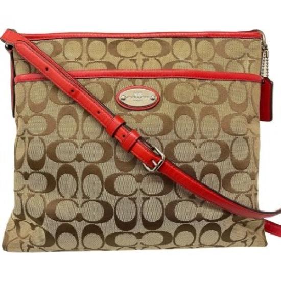 COACH Shoulder bag F36378 brown and red canvas, women Pre-owned