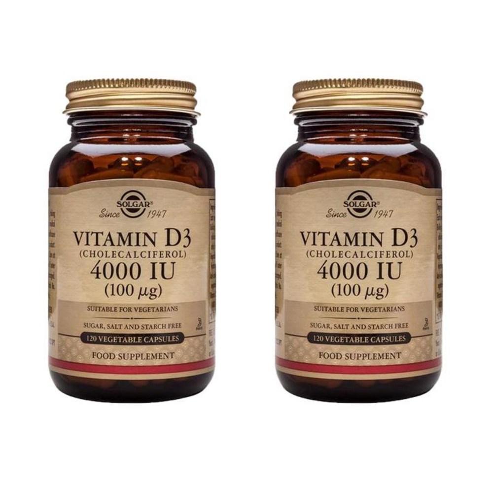 Solgar Vitamin D3 4000 IU 120 Capsules x 2 Bottles 2 pcs
