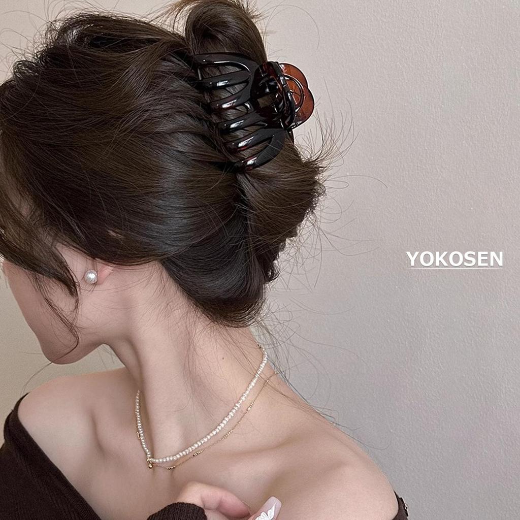 Yokosen Hair Long Hair Hair Hair Dark Brown Clip, Large, Secure, Clip, Accessory, 9cm, Brown, Barrette, Clip, Damage-Free, Strong, Adult, Stylish,