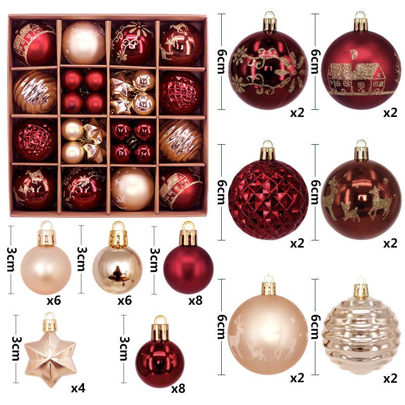 44 Stück 6 cm Weihnachtsbaumkugel Weihnachtsdekoration Xmas Baum Anhänger Ornamente Heimdekoration Navidad Party Neujahr 2027 Partyzubehör