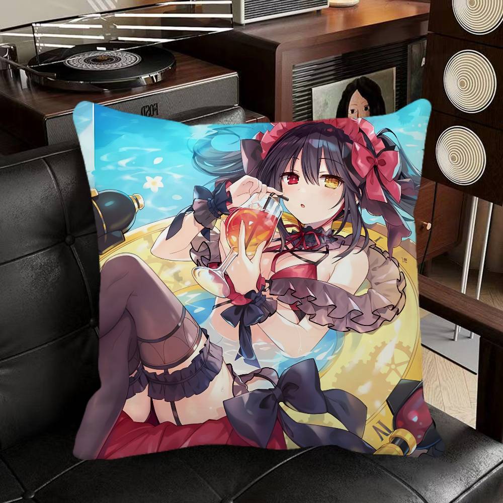 Kurumi Tokisaki Anime Kissenbezug Quadratisches Kissen Schlafzimmer Sofa Freizeit Komfort Kissen Auto Heimdekoration