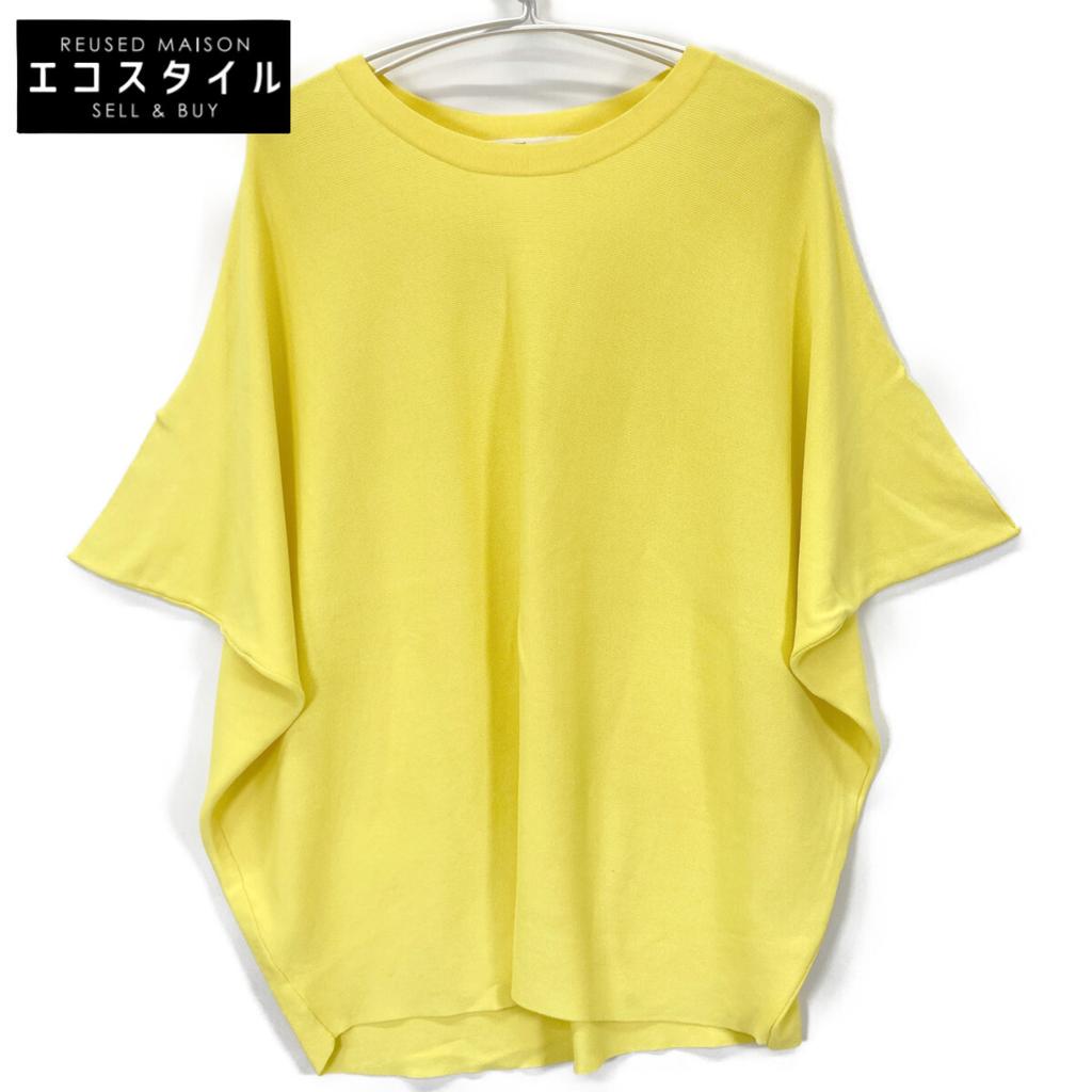 L'Appartement 22Stainless Steel Yellow Crew Neck Short Sleeve Knit Pullover Tops Not Written yellowUsed