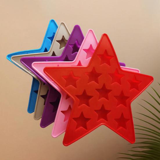 Star-Shaped Silicone Ice Cube Tray Food-Grade Flexible Mold for Ice Candy Chocolate Easy-Release Dishwasher Safe Creative Baking Tool