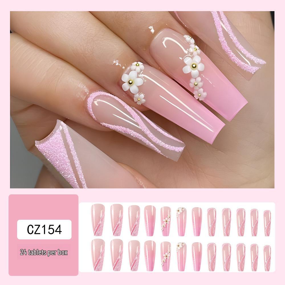 Long T-Point Diamond Jelly Glue False Nails - Press-On Nail Art Tips