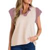 YYFS Women's Fashion Casual Summer Spring Stripe Print Short Sleeve V-Neck Blouses & Shirts