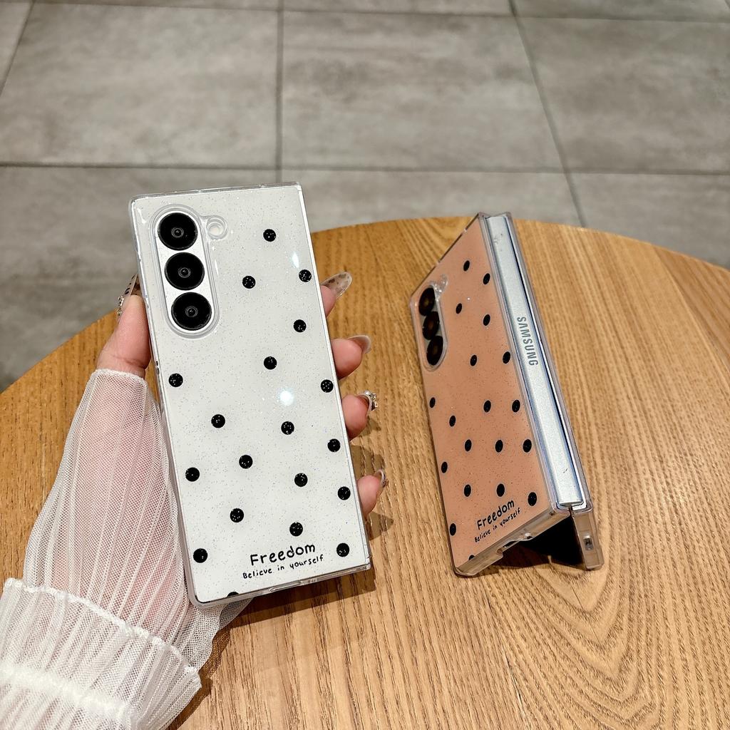 Applicable to Samsung zfold7 bow anti-drop mobile phone case zfold6 glitter polka dot zfold5 bracket protective case